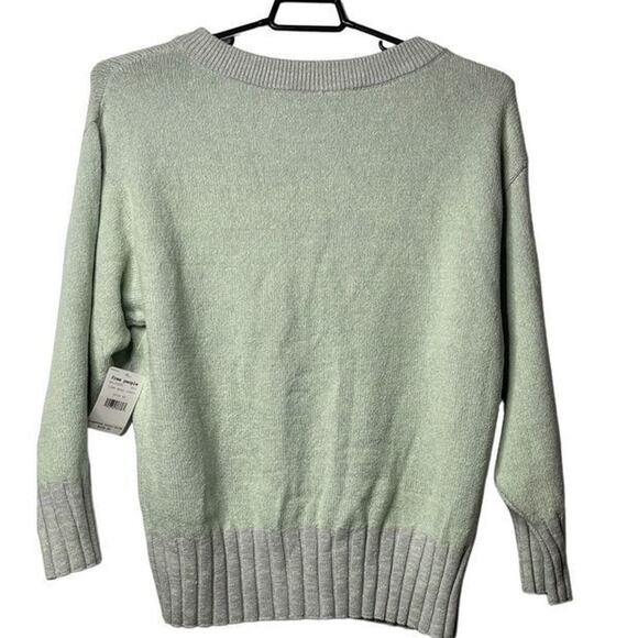 Free People‎ Street Fair Tunic Lime Grey Combo Oversized Sweater XS New - Picture 3 of 15
